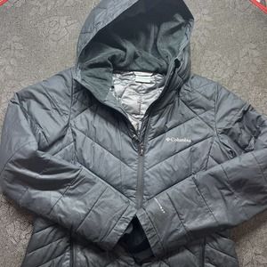 Columbia Women Jacket Black Heavenly Long Hooded Full Zip Omni Heat Size Medium